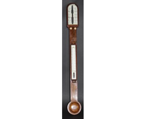 A 19th Century rosewood cased stick barometer, the movement by Negretti & Zambra of London, the dial inscribed "Negretti & Za