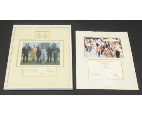 A framed and glazed image of the Royal Family with Captain Mark Phillips adapted from the 1976 Christmas card signed (probabl