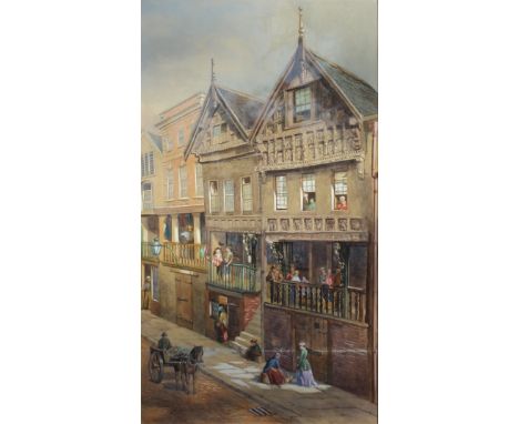 K. ASHLEY "Period street scene", watercolour, signed and dated 1867 lower left, 74 cm x 42 cm