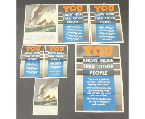 AFTER NORMAN WILKINSON (1884-1934) - War Poster "A Few Careless Words - May End in This ...", (one medium and one small versi