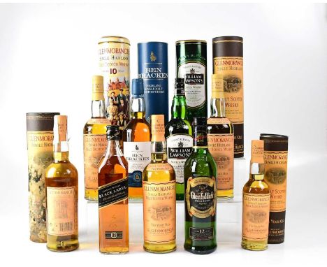 WHISKY; seven single malt whiskies, comprising Glemorangie Ten Year and other single malt Scotch whisky, including a 35cl exa