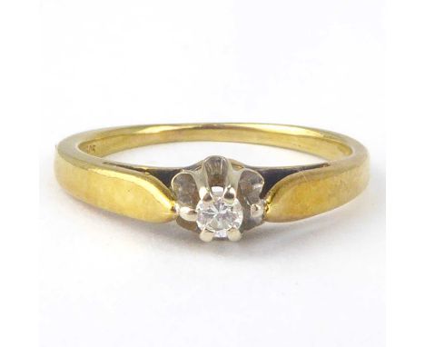 A 14ct gold diamond solitaire ring, size H, approx. 1.7g.Condition Report: With an Amsterdam Diamond Centre certificate which