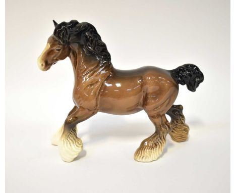 BESWICK; a prancing shire horse, height 21cm.Condition Report: Overall good condition, patches of light crazing visible upon 