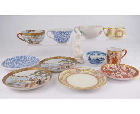 Various items of Chinese and Japanese porcelain, 19th and 20th century examples, including a hand painted tea bowl, a Satsuma