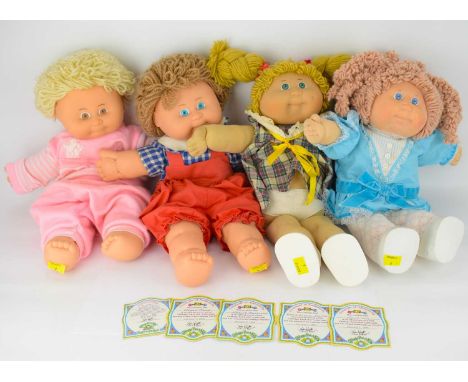 CABBAGE PATCH KID; four 1984 dolls with different outfits, height of each approx. 47cm, with four certificates of authenticit