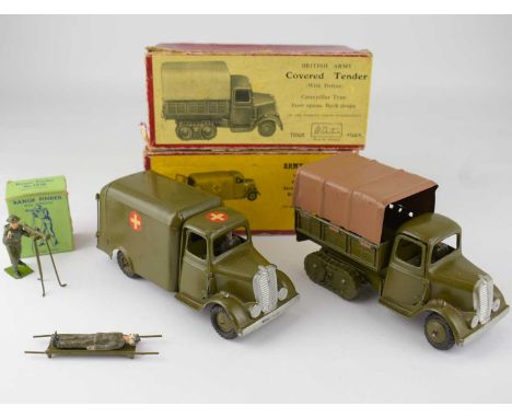 W. BRITAIN (BRITAINS); two boxed diecast military vehicles, comprising '1433 British Army Covered Tender (with Driver), Cater