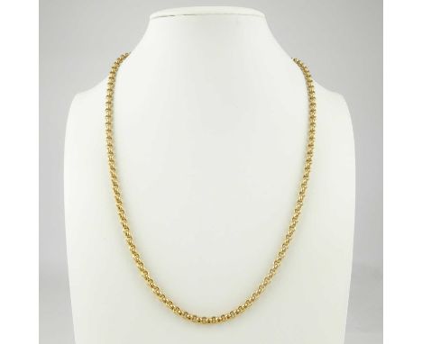 A 9ct gold belcher link necklace with ring clasp, length 46cm, approx. 7.3g.
