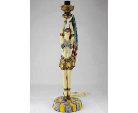 A modern resin Art Deco stylised dancer table lamp, height 69cm.Condition Report: - Does not come with a globe. 