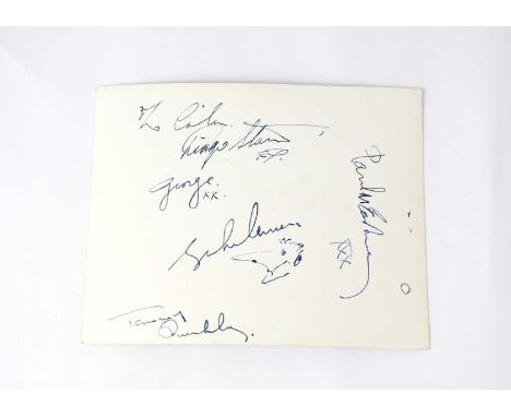 THE BEATLES; a black and white promotional photograph of Ringo Starr and John Lennon, signed verso by Ringo Starr, Paul McCar