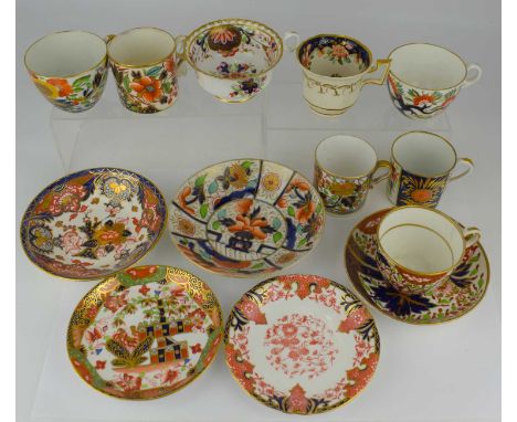 Thirteen items of late 18th and early 19th century Imari decorated teaware, cups, saucers and coffee cans, to include Coalpor