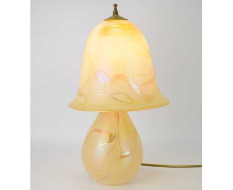 GLASFORM; a John Ditchfield table lamp from the 'Unique Collection', with frosted and iridescent stylised design, in the Art 