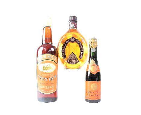 WHISKY; a bottle of Dimple 15 Year Old Deluxe Scotch Whisky, 75cl, together with a 35cl bottle of Golden Guinea Sparkling Mus