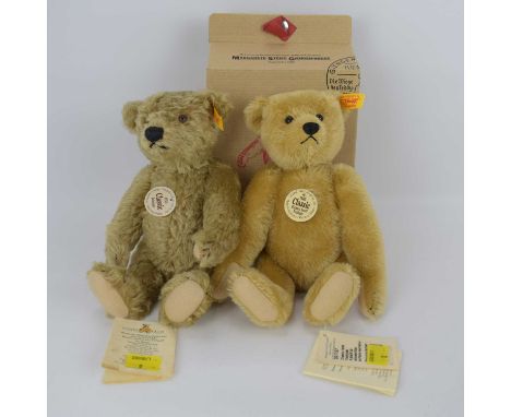 STEIFF; a no.000713 Classic Mohair 1920s-style teddy bear with tags and button in ear, golden mohair, length 25cm, together w