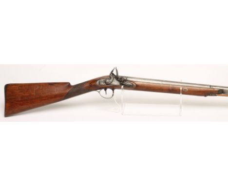 A FLINTLOCK SPORTING GUN BY PROBIN, with 37 1/4" barrel octagonal at the breech, inlaid front sight, groove rear sight, faint