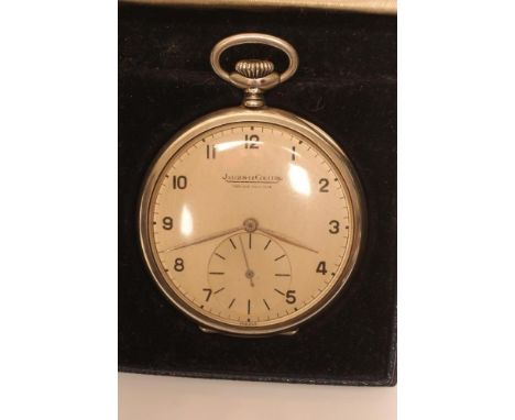 A JAEGER-LECOULTRE TOP WIND DRESS POCKET WATCH, the pale matt dial with black Arabic numerals enclosing subsidiary seconds di