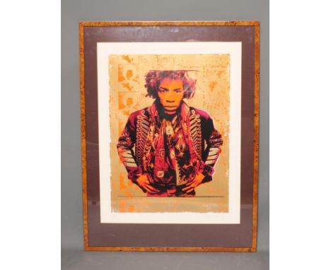 GERED MANKOWITZ (b.1946), Purple and Gold Portrait Print of Jimi Hendrix, silkscreen, limited edition 187/500, 32 3/4" x 25 1