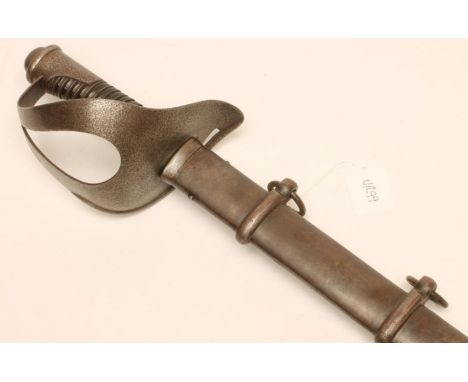 AN ITALIAN M. 1860 HEAVY CAVALRY SWORD, with 34 3/4" blade, steel hilt, ribbed grip and steel scabbard, 43" long (Est. plus 2