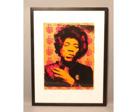 GERED MANKOWITZ (b.1946), Purple Haze Portrait Print of Jimi Hendrix, silkscreen, limited edition 207/500, signed in pencil a
