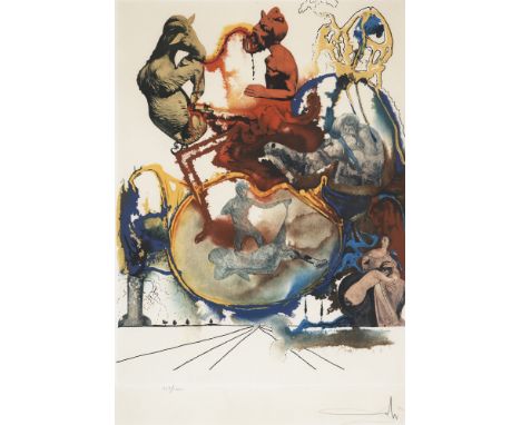 Surrealismus - - Salvador Dalí.  (1904 - 1989 Figueras). Heroic. 1973. Farblithographie auf Arches-Velin. 54,5 x 42,5 cm (72 