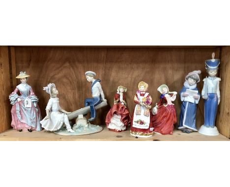 Four Royal Doulton figures: Mary Countess Howe HN3007, Ltd. Ed. 1141/5000; Old Country Roses, HN3692; Autumn Breezes, HN1934 