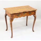 A GOOD 18TH-19TH CENTURY DUTCH LOWBOY with shaped front, one long drawer, with curving legs ending