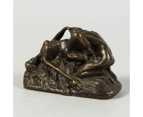 A SMALL EROTIC BRONZE. 4ins long.