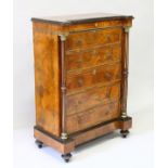 A GOOD 19TH CENTURY FRENCH FIGURED WALNUT SECRETAIRE CHEST with ormolu mounts, a small frieze drawer