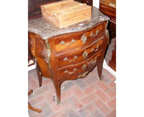 A French style three drawer commode with marble top