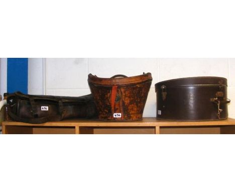 Assorted vintage hat cases and leather satchels 
