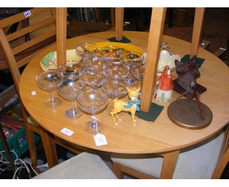A quantity of vintage Babycham coupe glasses, together with assorted collectables, including Carlton Ware 