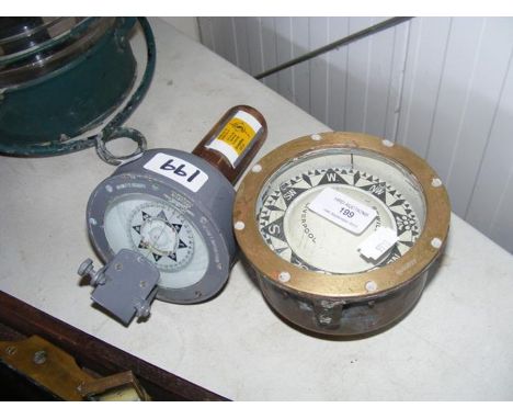 A Henry Browne & Son Sestrel hand bearing compass, together with a binnacle compass by Sewill - 13cm diameter