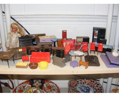 A vintage Barbie doll, together with doll's house accessories 