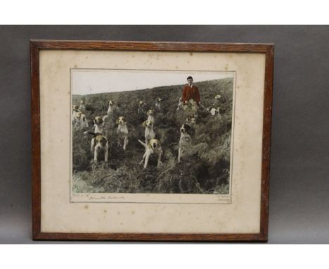 Two Blencathra Foxhounds handcoloured photographs by Wilkinson of Keswick, "Wait For It", 16 cm x 21 cm, "Easter Hunt" outsid