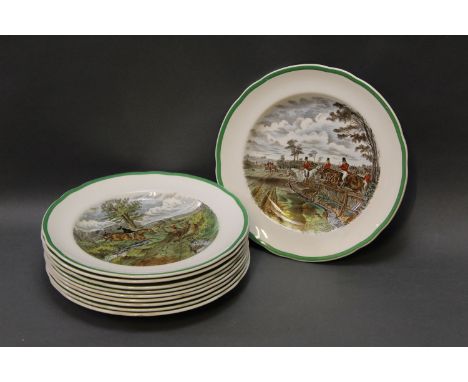 Ten Copeland Spode hunting plates, after J.F. Herring, Nos. 1,3-8,  10, 11 and 12.  Diameter 23 cm. 