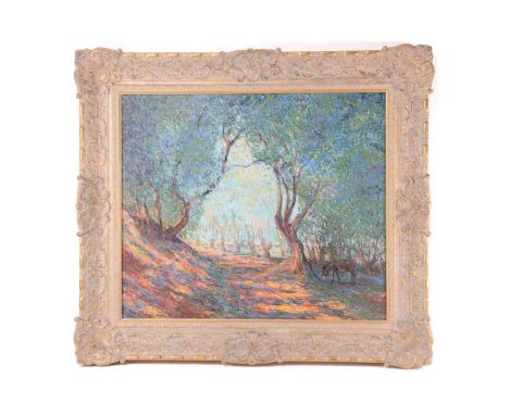 John Myatt (b.1945), Olive Grove with Donkey, in the style of Claude Monet, signed and numbered 6/9 verso, hand embellished p