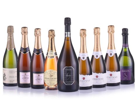 Nine mixed bottles comprising three Rathfinny Classic Cuvee Sussex Sparkling Wine, 2018, 750ml,12%, two Roger Adnot Rose Prem