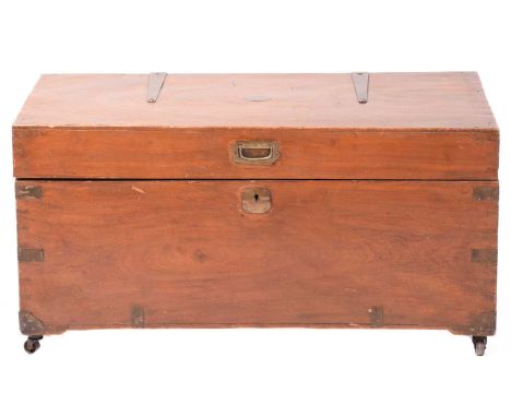 A late Victorian brass bound camphor wood campaign trunk, 94 cm wide x 45 cm deep x 48 cm overall height.A private estateThe 