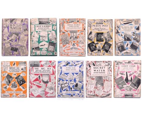 Arthur Ransome, ten first edition novels published by Jonathan Cape from the Swallows and Amazons series, with dust covers, p