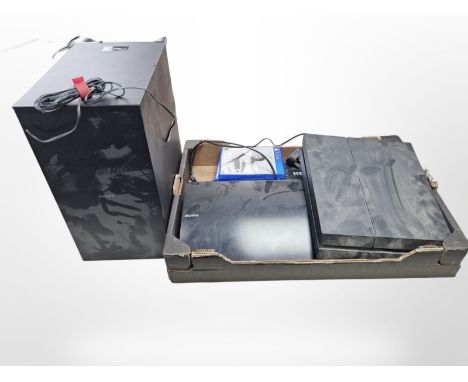 A Sony Playstation 4, a further Sony speaker system, model SS-WSB111, Sony 3D Blu-Ray player, HDMI switch, a group of PS4 gam