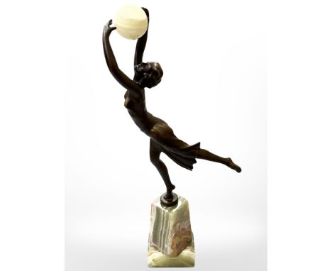An Art Deco style bronze and onyx figure of a female, height 36.5cm. 