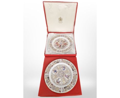 Four Spode porcelain collector's plates, to include the Iona plate (x2), the Durrow plate and the Kells plate. (3 boxed) 