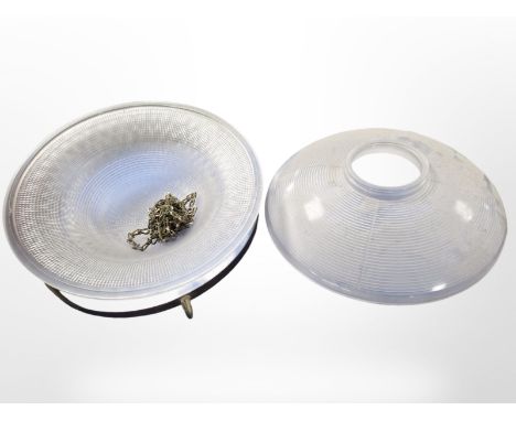 An Art Deco textured glass pendant light fitting, diameter 41 cm 