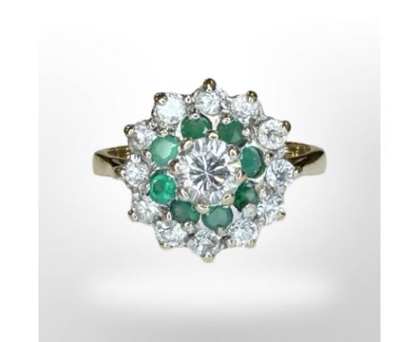A 9ct yellow gold synthetic stone cluster ring, size O/P. CONDITION REPORT: 3.3g