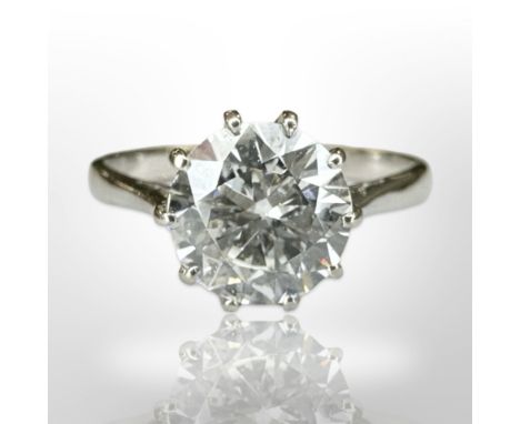 A fine diamond solitaire ring, the brilliant-cut stone approximately 2.4ct, size N/O, 3.8g. CONDITION REPORT: We are not diam