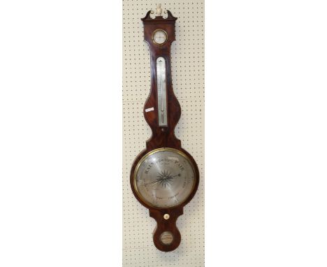 A 19th century mahogany barometer thermometer having silvered registers and inscribed Abraham Liverpool, height 112cm