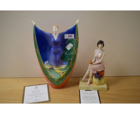 Four Figurines, including Royal Worcester Lazy days 16/1000, Royal Doulton Precious moment 12/250, Royal Dolton The Dancers 5
