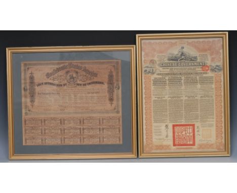 Share Certificates and Bonds - The Chinese Government, Five Per Cent Reorganisation Gold Loan of 1913 fir £25,000,000 Sterlin