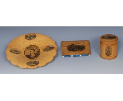 Scottish Mauchline Ware - Robert "Rabbie" Burns, a 19th century shaped circular waiter, Made of Wood which grew On the Banks 