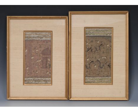 Indian School (19th century)A pair, Figures on Horseback and Figures of the Courtmanuscript pages, watercolour, gouache and c