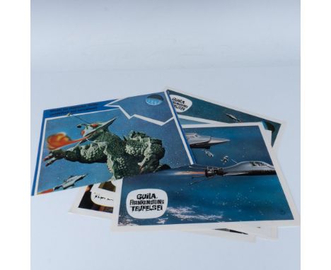 A set that includes one poster for The X from Outer Space featuring the monster attacking a space base, along with eight phot